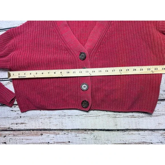 Urban Outfitters‎ Sweater Womens Size Slouchy Ribbed Cropped Cardigan Red - Picture 4 of 5